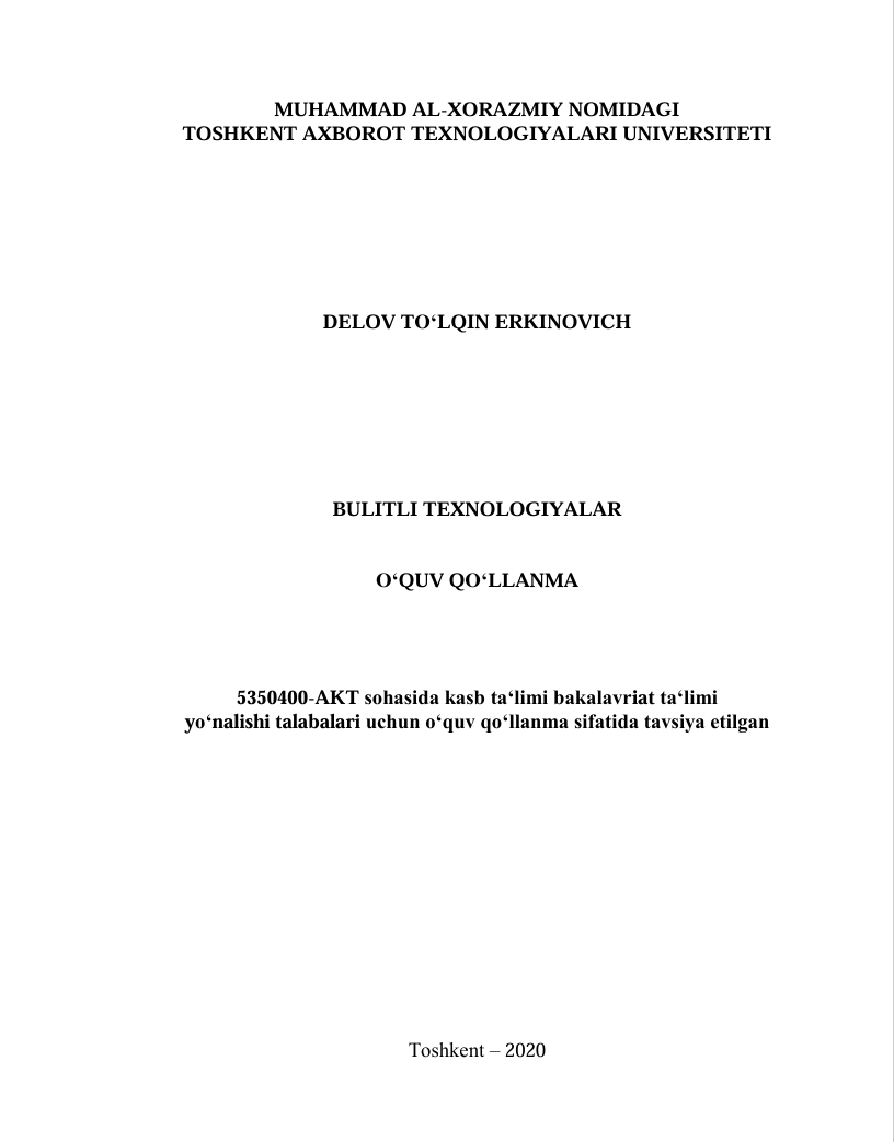 BULITLI TEXNOLOGIYALAR