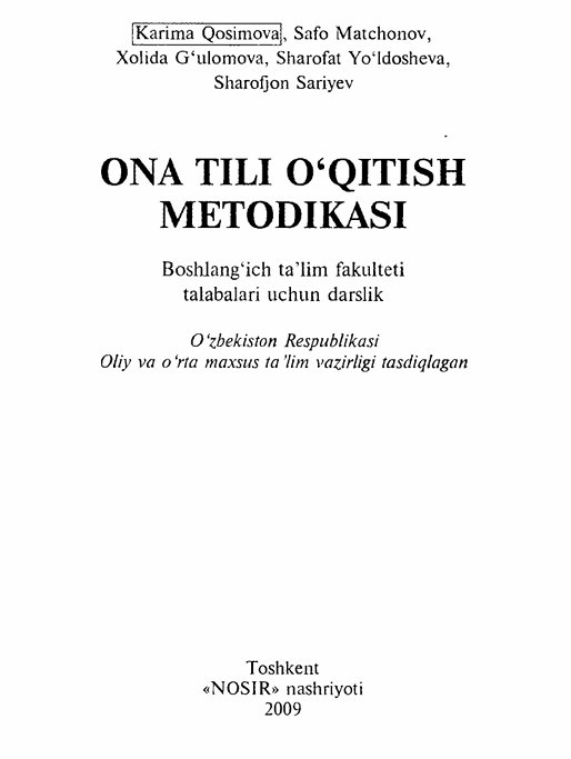 ONA TILI 0 ‘QITISH  METODIKASI