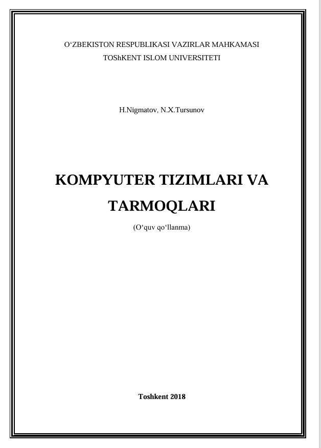 KOMPYUTER TIZIMLARI VA  TARMOQLARI