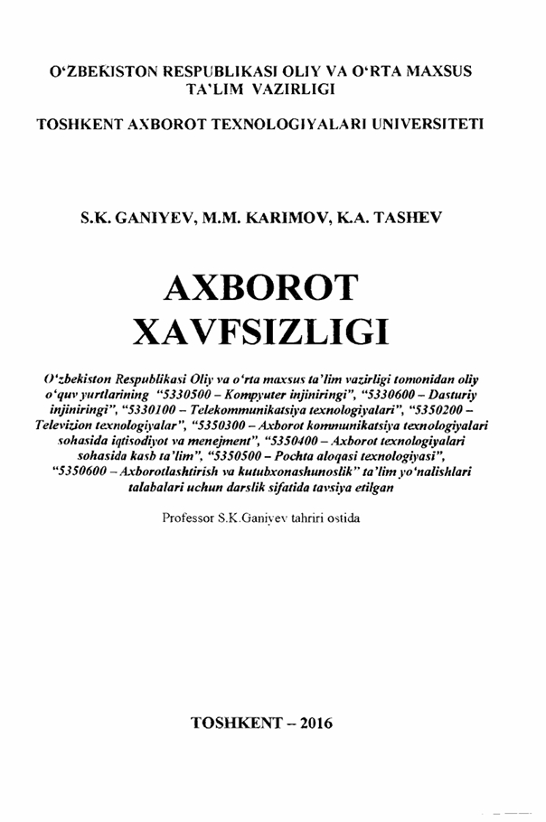 AXBOROT  XAVFSIZLIGI