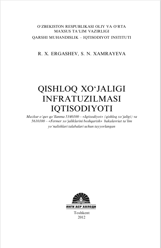 QISHLOQ XO‘JALIGI INFRATUZILMASI IQTISODIYOTI