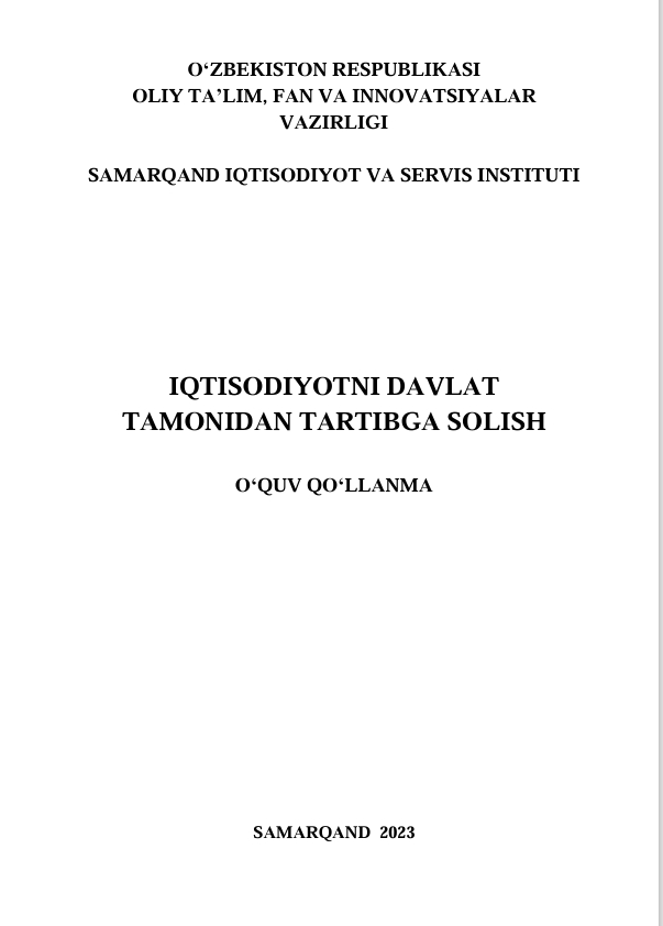 IQTISОDIYОTNI DАVLАT   TАMОNIDАN TАRTIBGА SОLISH