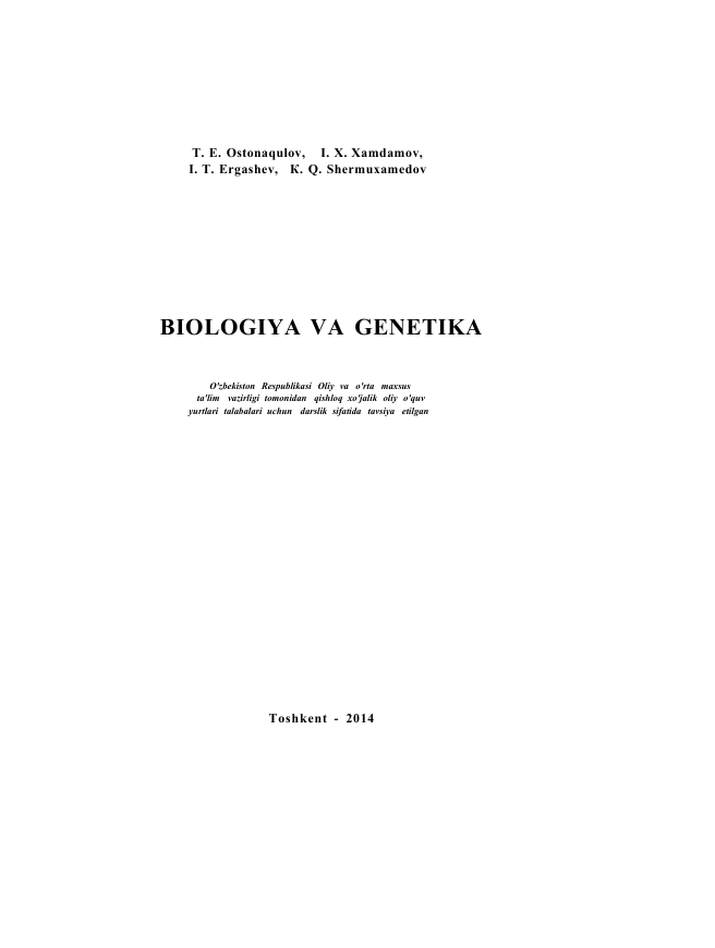 BIOLOGIYA VA GENETIKA