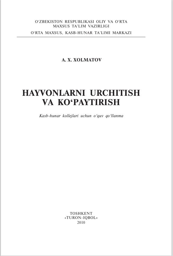 HAYVONLARNI URCHITISH VA KO‘PAYTIRISH
