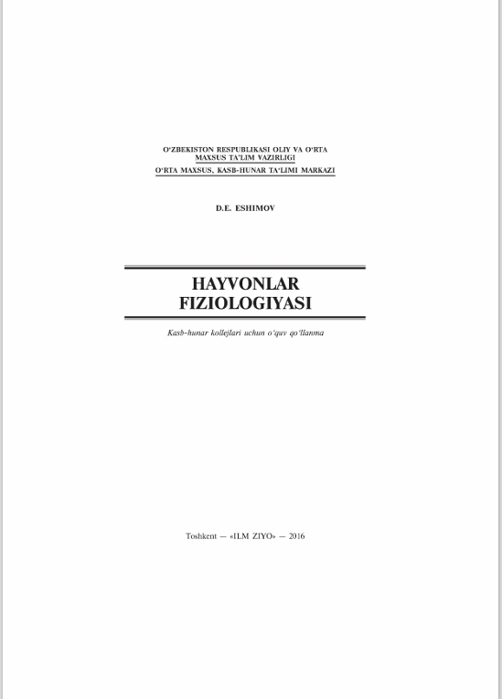 HAYVONLAR  FIZIOLOGIYASI