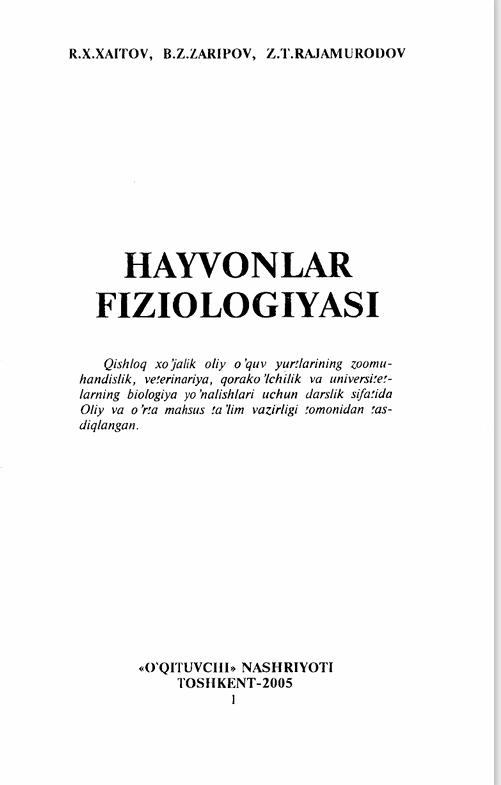 HAYVONLAR  FIZIOLOGIYASI