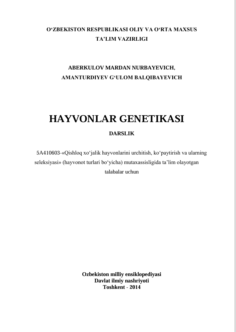 HAYVONLAR GENETIKASI