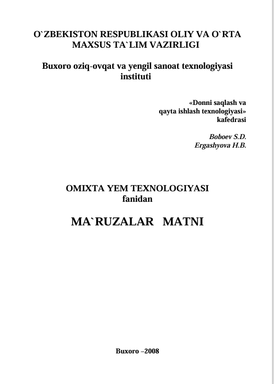OMIXTA YEM TEXNOLOGIYASI
